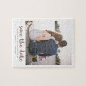 Whimsical Brush Script-Foto Save the Date Rose Puzzle (Horizontal)