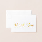 Whimsical Brush Style Gold Script Vielen Dank Folienkarte (Vorderseite mit Umschlag)
