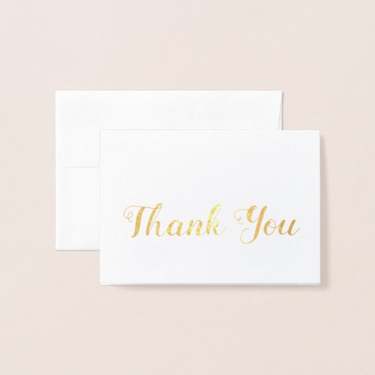 Whimsical Brush Style Gold Script Vielen Dank Folienkarte (Vorderseite mit Umschlag)
