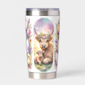 Whimsical Brushstroke Hochland Kuh Oster 20oz Thermobecher (Rückseite)