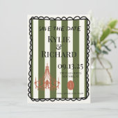 Whimsical Buble Border Save the Date Einladung (Stehend Vorderseite)