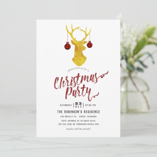 Whimsical Buffalo Kariert Rustikales Party Einladung (Stehend Vorderseite)