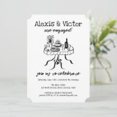 Whimsical Buffet DInner Custom Engagement Party Einladung (Stehend Vorderseite)