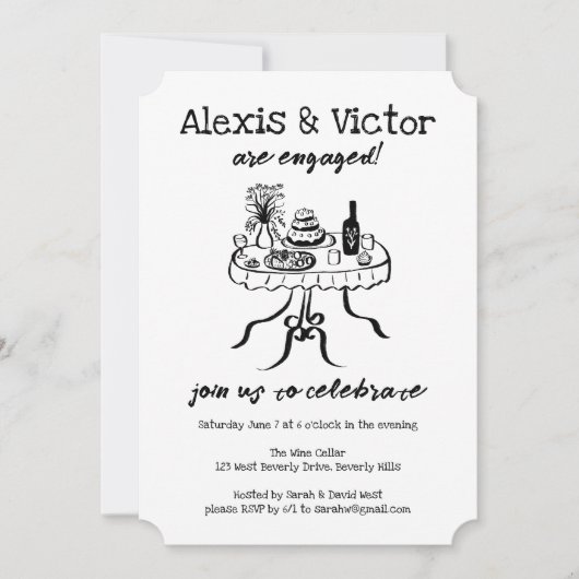 Whimsical Buffet DInner Custom Engagement Party Einladung (Vorderseite)