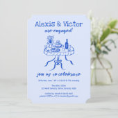 Whimsical Buffet DInner Custom Engagement Party Einladung (Stehend Vorderseite)