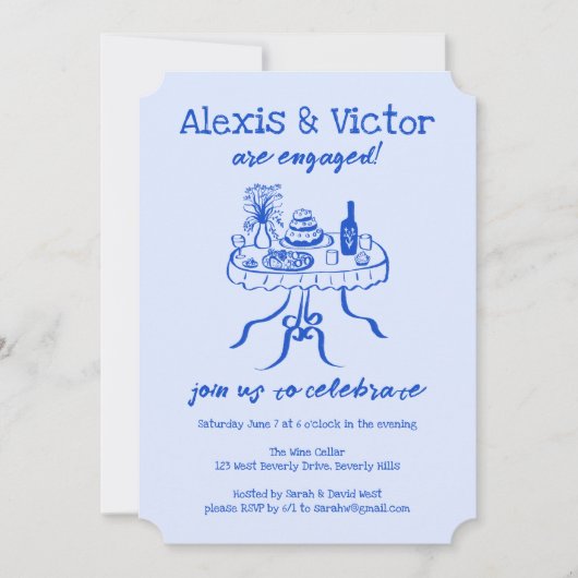 Whimsical Buffet DInner Custom Engagement Party Einladung (Vorderseite)