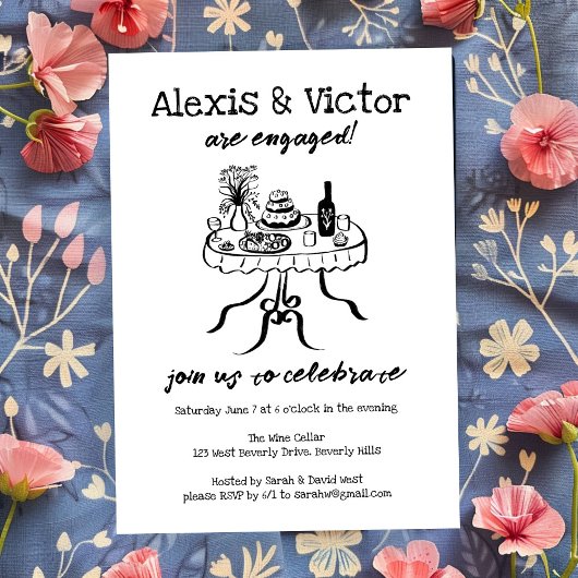 Whimsical Buffet DInner Custom Engagement Party Einladung