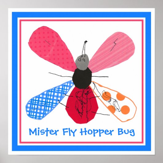 Whimsical Bug Collage Art by 4 Year Old Nathaniel Poster (Vorne)