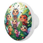 Whimsical Bug Kinder im Grünen Keramikknauf (Rechts)