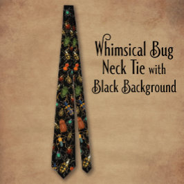 Whimsical Bug Neck Tie mit schwarzem Hintergrund Krawatte