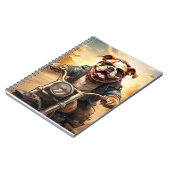 Whimsical Bulldog Chopper fahren mit einem Motorra Notizblock (Linke Seite)