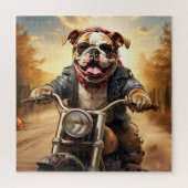 Whimsical Bulldog Chopper fahren mit einem Motorra Puzzle (Vertikal)