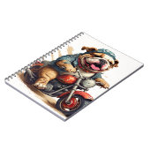 Whimsical Bulldog Chopper Reiten auf einem Motorra Notizblock (Linke Seite)