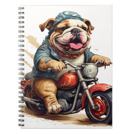 Whimsical Bulldog Chopper Reiten auf einem Motorra Notizblock