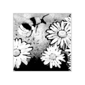 Whimsical Bumble Bee Daisies Floral Blue White Gummistempel (Prägung)