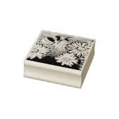 Whimsical Bumble Bee Daisies Floral Blue White Gummistempel (Stempel)