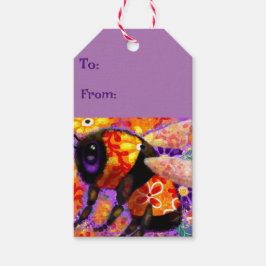 Whimsical Bumble Bee Floral Orange Red Gelb Geschenkanhänger