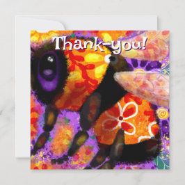 Whimsical Bumble Bee Floral Orange Red Gelb Mitteilungskarte