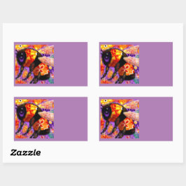 Whimsical Bumble Bee Floral Orange Red Gelb Rechteckiger Aufkleber