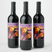Whimsical Bumble Bee Floral Orange Red Gelb Weinetikett (Flaschen)