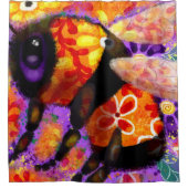 Whimsical Bumble Bee Floral Red Yellow Lila Duschvorhang (Vorderseite)