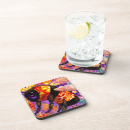 Whimsical Bumble Bee Floral Red Yellow Lila Getränkeuntersetzer