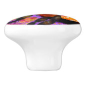 Whimsical Bumble Bee Floral Red Yellow Lila Keramikknauf (Seitenansicht)