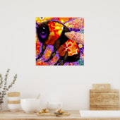 Whimsical Bumble Bee Floral Red Yellow Lila Poster (Küche)