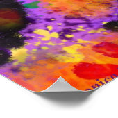 Whimsical Bumble Bee Floral Red Yellow Lila Poster (Ecke)