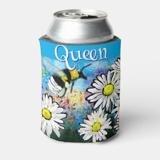 Whimsical Bumble Bee in Daisies Personalisiert Dosenkühler (Kanne Rückseite)