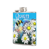 Whimsical Bumble Bee in Daisies Personalisiert Flachmann (Links)