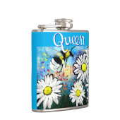 Whimsical Bumble Bee in Daisies Personalisiert Flachmann (Rechts)