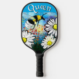 Whimsical Bumble Bee in Daisies Personalisiert Pickleball Schläger