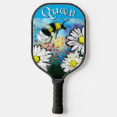 Whimsical Bumble Bee in Daisies Personalisiert Pickleball Schläger (Rückseite)