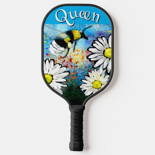 Whimsical Bumble Bee in Daisies Personalisiert Pickleball Schläger (Rückseite)