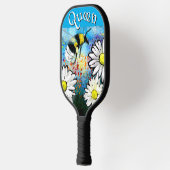 Whimsical Bumble Bee in Daisies Personalisiert Pickleball Schläger (Links)