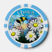 Whimsical Bumble Bee in Daisies Personalisiert Pokerchips (Vorderseite)