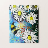 Whimsical Bumble Bee in Daisies Personalisiert Puzzle (Vertikal)