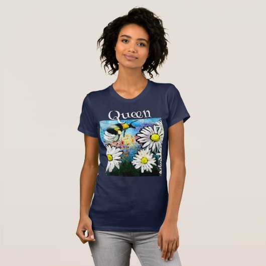 Whimsical Bumble Bee in Daisies Personalisiert T-Shirt (Vorne ganz)