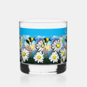 Whimsical Bumble Bee in Daisies Personalisiert Whiskyglas (Rechts)
