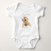Whimsical Bumblebee & Wildflowers "Bee Happy" Baby Strampler (Vorderseite)