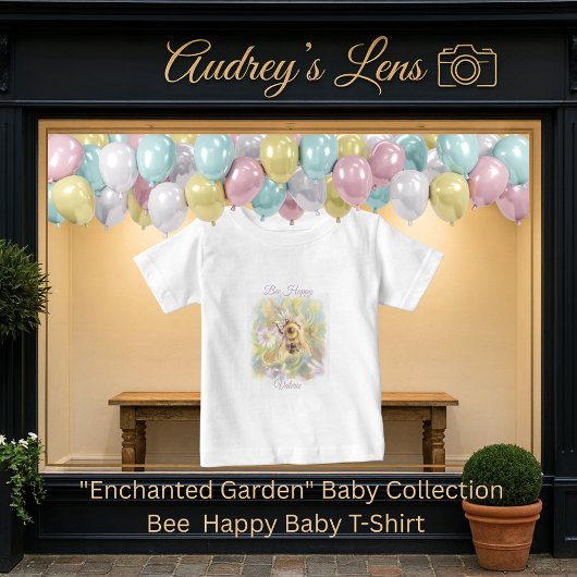Whimsical Bumblebee & Wildflowers "Bee Happy" Baby T-shirt