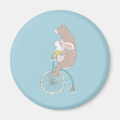 Whimsical Bunny and Bear Reiten Magnet (Vorne)