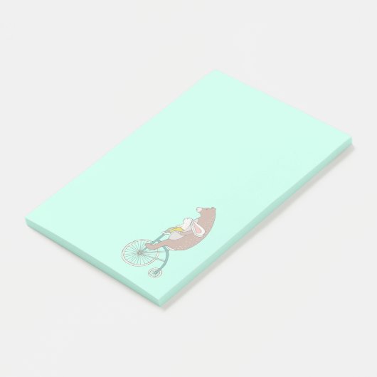 Whimsical Bunny and Bear Reiten Post-it Klebezettel (angewinkelt)