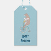 Whimsical Bunny and Bear Riding Together Geburtsta Geschenkanhänger (Vorderseite)