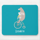 Whimsical Bunny and Bear Riding Together Mousepad (Vorne)