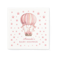 Whimsical Bunny Balloon Pink Stars Baby Shower