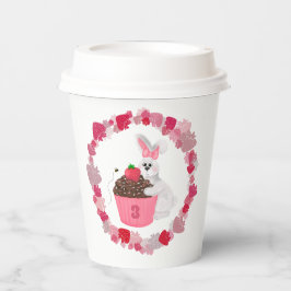Whimsical Bunny, Bee & Strawberry Cupcake Geburtst Pappbecher
