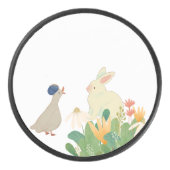 Whimsical Bunny & Bird in Bloom - Niedlicher Frühl Eishockey Puck (Vorderseite)