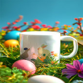 Whimsical Bunny & Bird in Bloom - Niedlicher Frühl Jumbo-Tasse